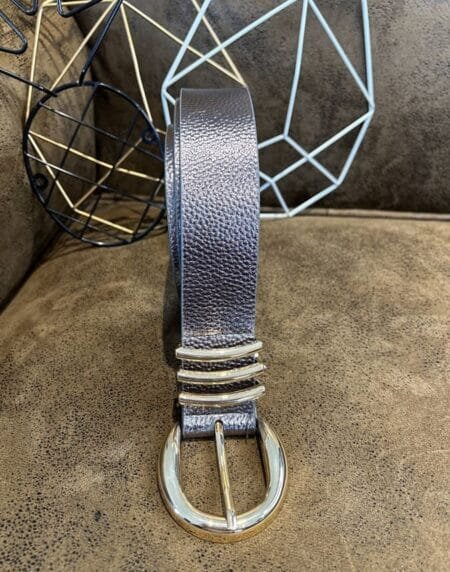 Ceinture grise Valentine avec boucle dorée